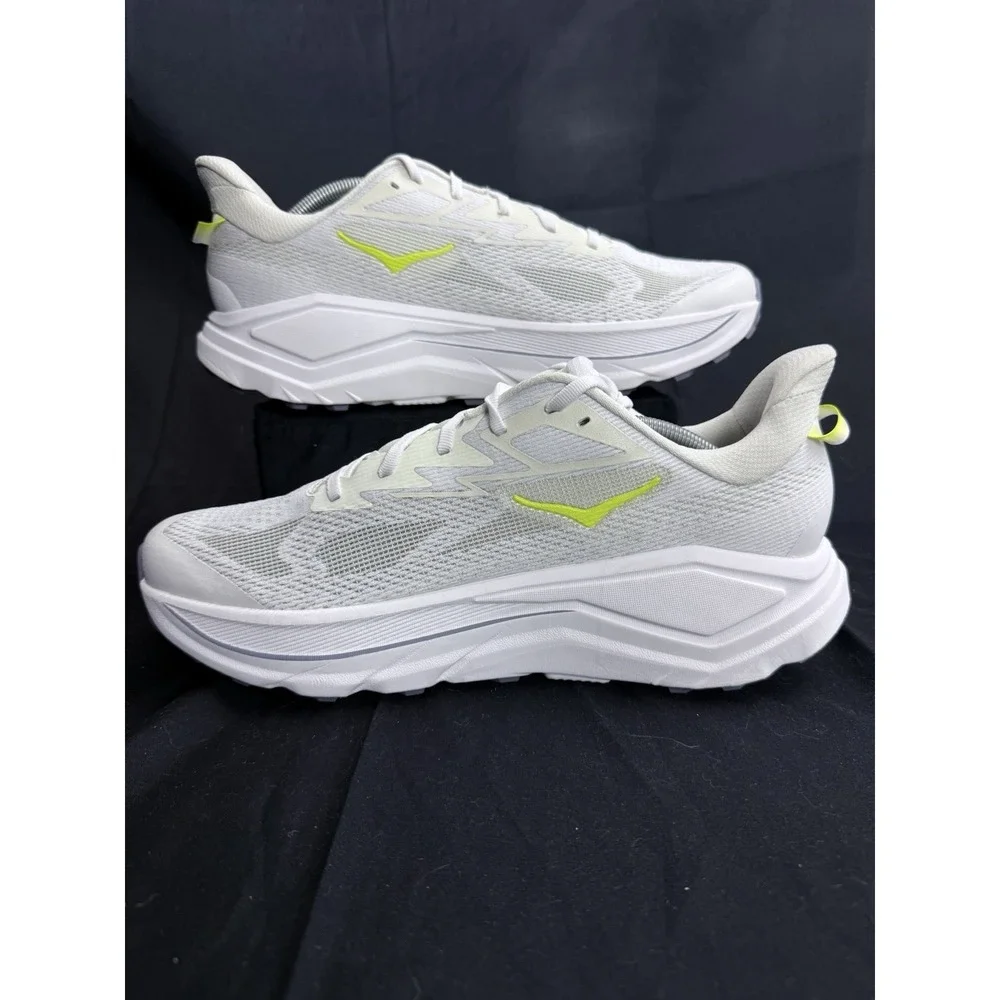 Size 13 Hoka Challenger 8 Mens Running Shoes White Neon Citrus Athletic Sneakers